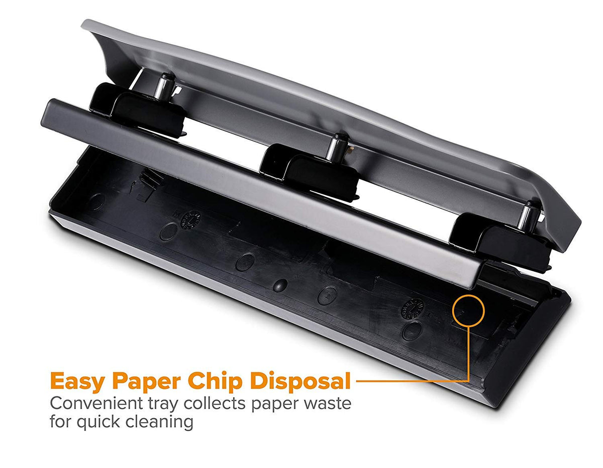 Bostitch Office 3 Hole Punch, Metal, 12 Sheet Capacity, Rubber Base, Silver Jansha Store