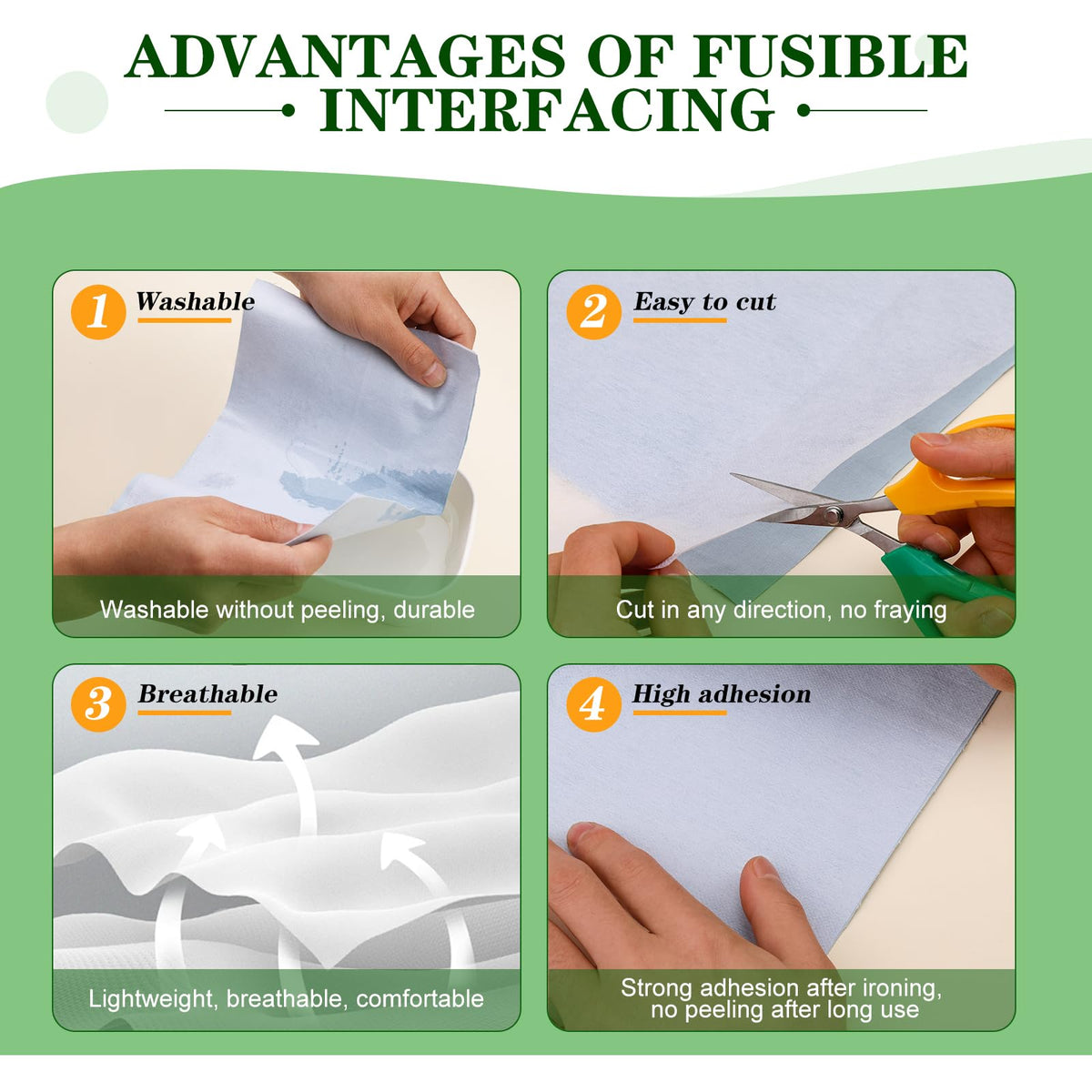 Medium Weight Interfacing Fabric for Sewing Iron On Fusible Interfacing Jansha Store
