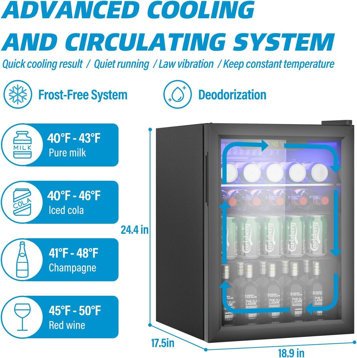 Erivess 24 Can Mini Fridge, 0.6 Cu.ft Beverage Refrigerator Cooler, Black Jansha Store