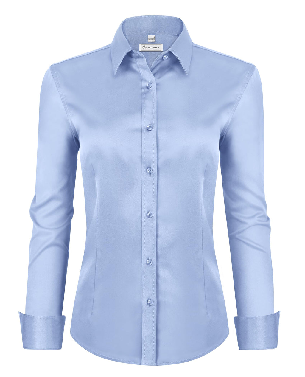 siliteelon Womens Classic-Fit Dress Shirts Long Sleeve Button Down Wrinkle-Free Stretch Solid Casual Work Office Blouse Top Jansha Store