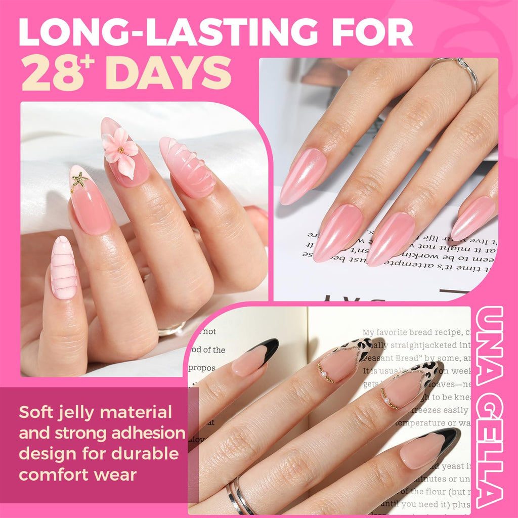 UNA GELLA Short Almond Nail Tips 504PCS Short Fake Nails Soft Press Ons Jansha Store