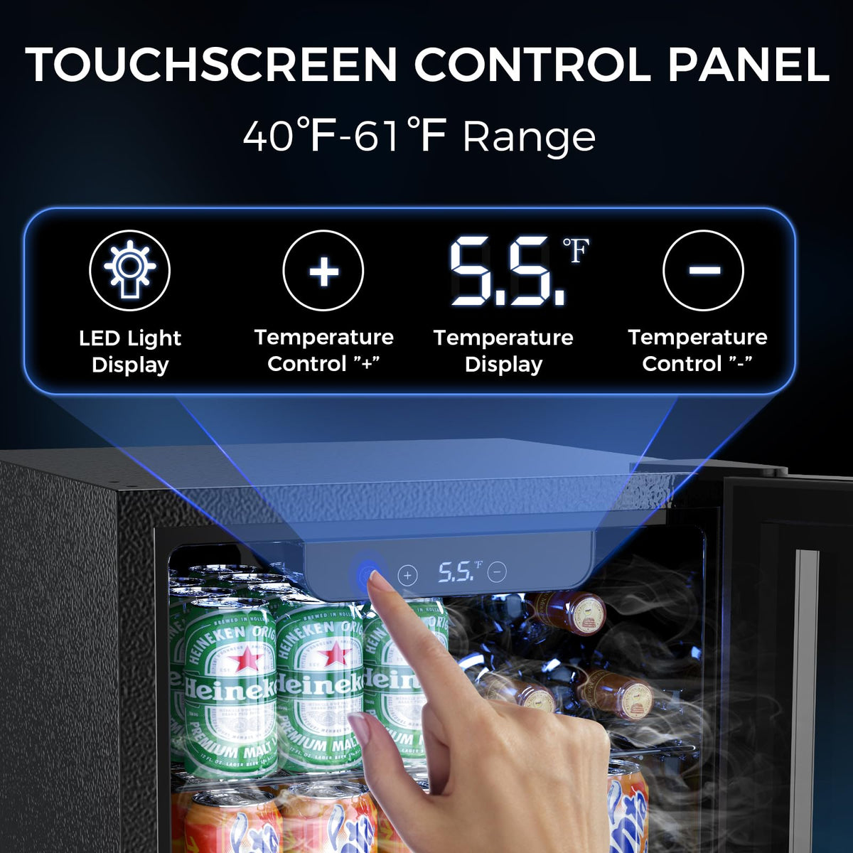 Electactic Mini Fridge 130 Can Beverage Refrigerator Cooler, 3.2 Cu.Ft Drink Fridge for Soda Wine Beer, Adjustable Temperature Control for Home Office, Black Jansha Store