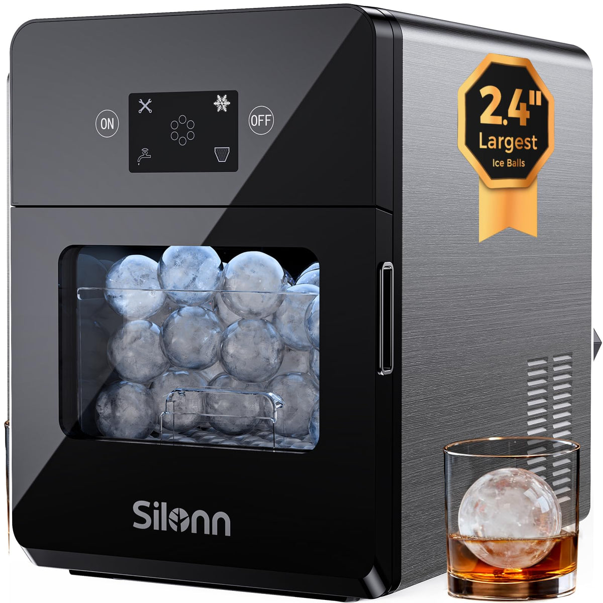Silonn Countertop Ice Maker, Ice Makers Countertop with 2.5L Expandable Ice Basket & 1.8L Water Tank, 26Lbs/24H, 9 Bullet Ice in 6 Mins, Self-Cleaning, 2 Ice Sizes for Home Kitchen Jansha Store