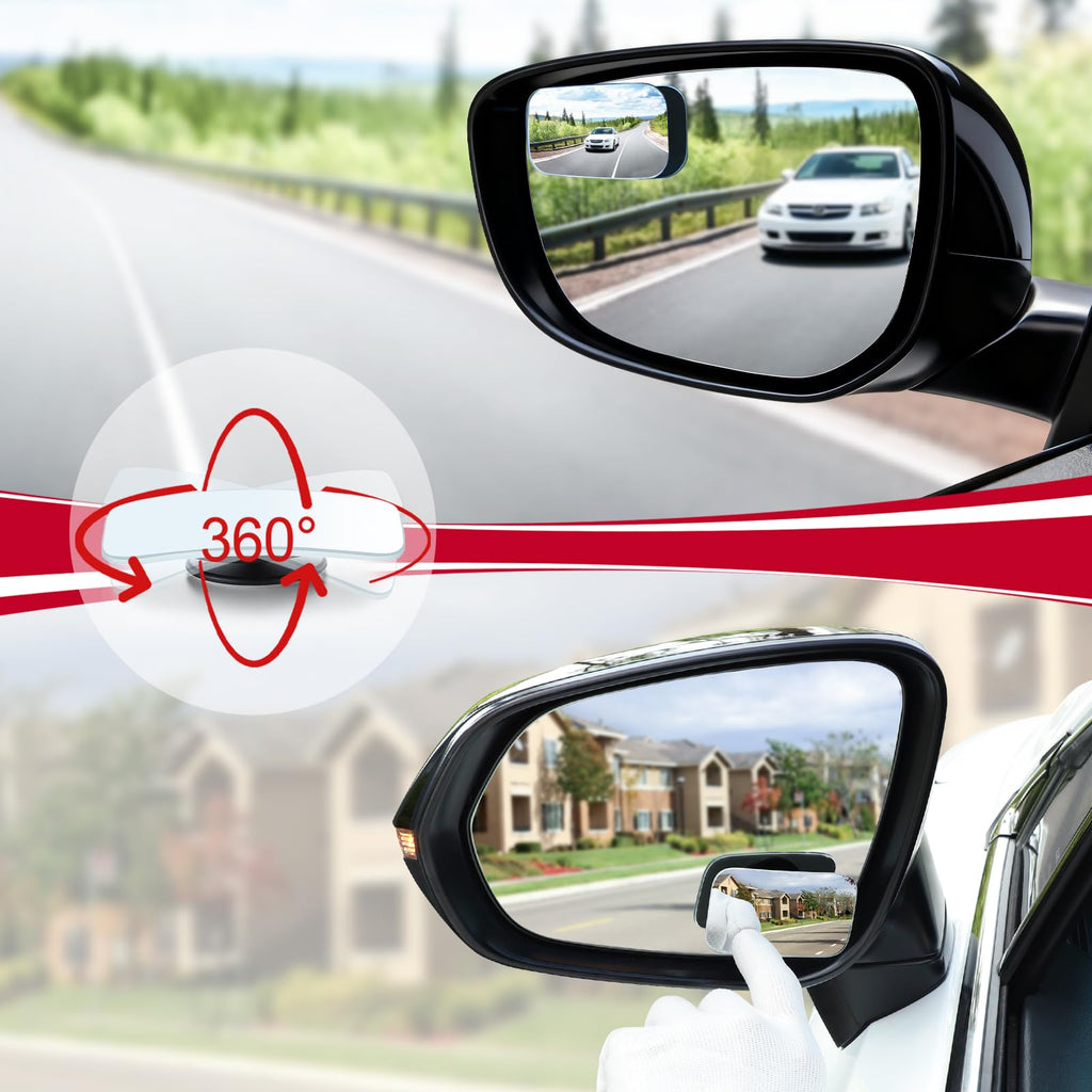 LivTee Blind Spot Mirror, 2" Round HD Glass Frameless Convex Rear View Mirrors Exterior Accessories with Wide Angle Adjustable Stick for Car SUV and Trucks, Pack of 2 Jansha Store