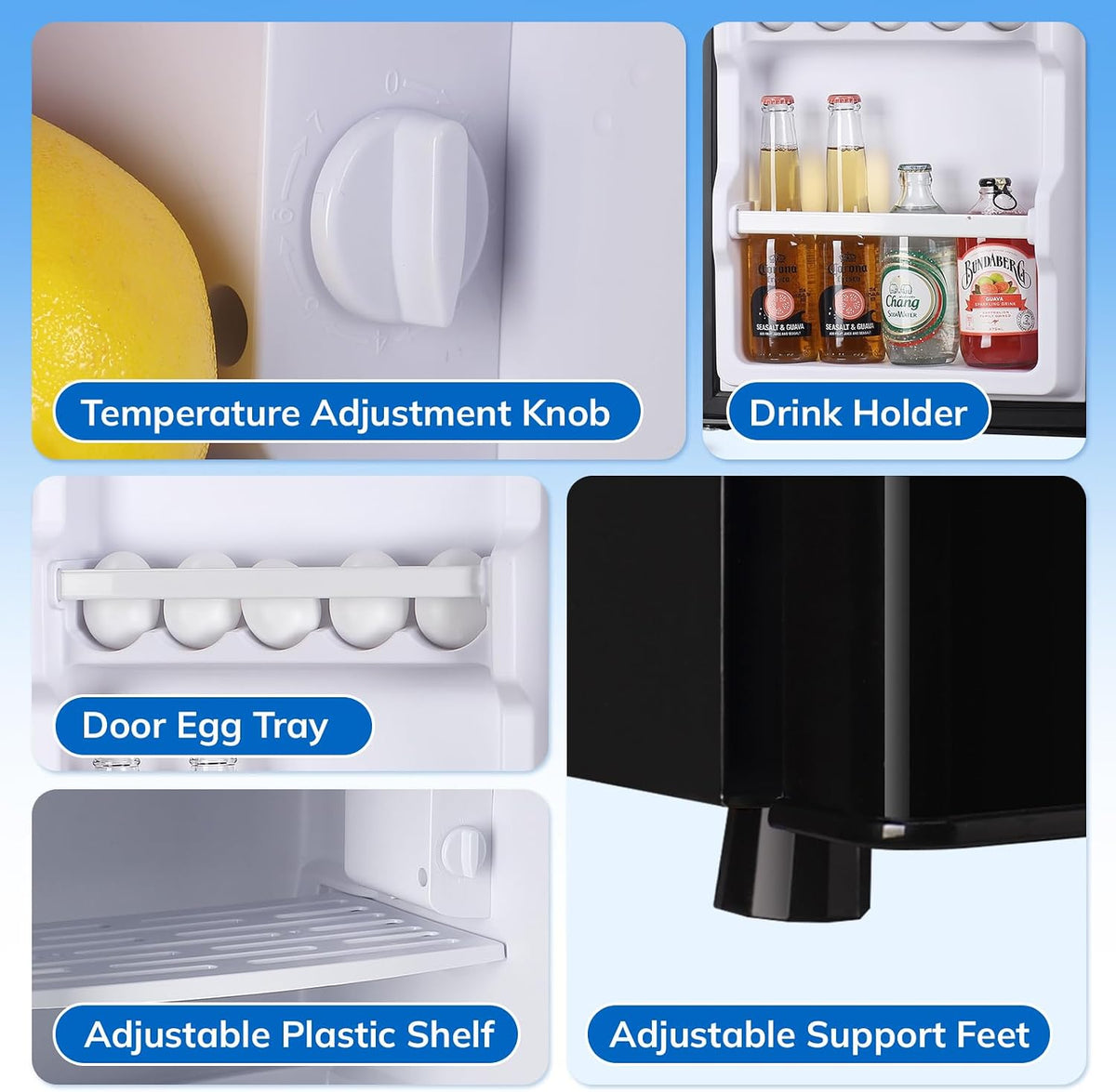 DEMULLER 2.4 Cu.Ft Small Refrigerator with Freezer Mini Fridge Removable Plastic Shelves Ideal for Apartment,Dormitory Black Jansha Store