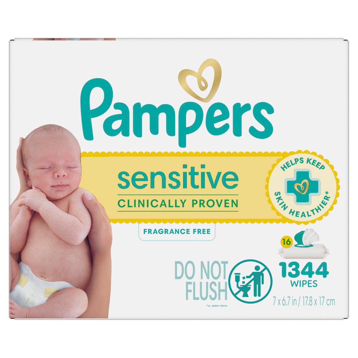 Pampers Sensitive Baby Wipes, Unscented, Fragrance Free, Clinically Proven, Water Based, Hypoallergenic, Multi-Use, Hand Wipes, 1008 Wipes Total (18X Flip-Top Packs) Jansha Store