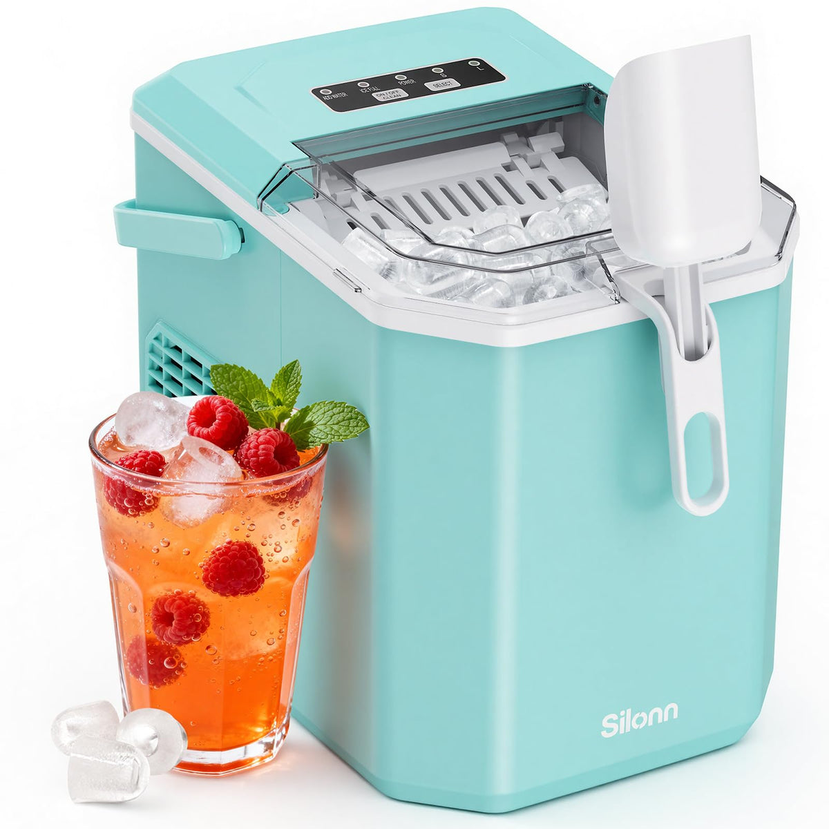 Silonn Countertop Ice Maker, Ice Makers Countertop with 2.5L Expandable Ice Basket & 1.8L Water Tank, 26Lbs/24H, 9 Bullet Ice in 6 Mins, Self-Cleaning, 2 Ice Sizes for Home Kitchen Jansha Store