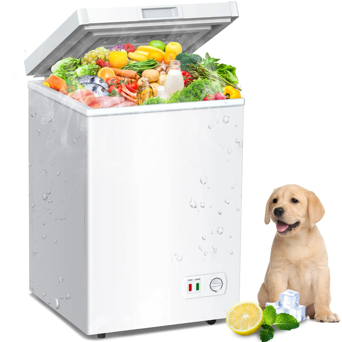 3.5 Cu.Ft Small Chest Freezer, Mini Deep Freezer with Removable Basket, Adjustable Temperature, Free Standing Top Open Door Energy Efficient Compact Freezer for Apartment, Home, Office, Garager，Gray Jansha Store