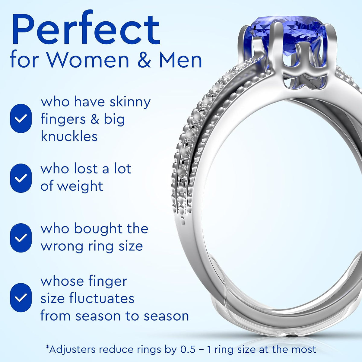 Ring Sizers for Loose Rings – Clip Ring Adjusters in 8 Sizes, Fits Flat Bands Up to 8 mm, Invisible Ring Guards for Women & Men Jansha Store