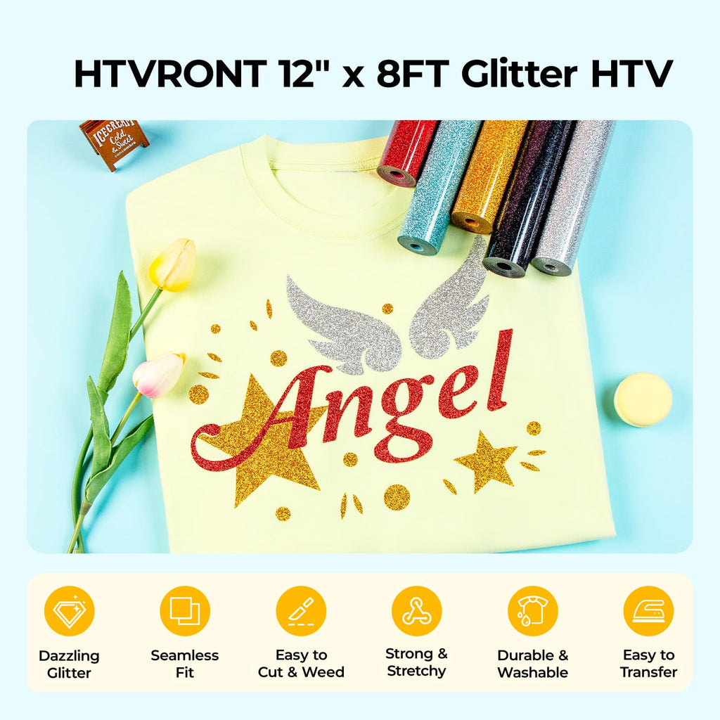 HTVRONT HTV Roll Heat Transfer Vinyl - 12" x 8ft White HTV Vinyl for Shirts Jansha Store