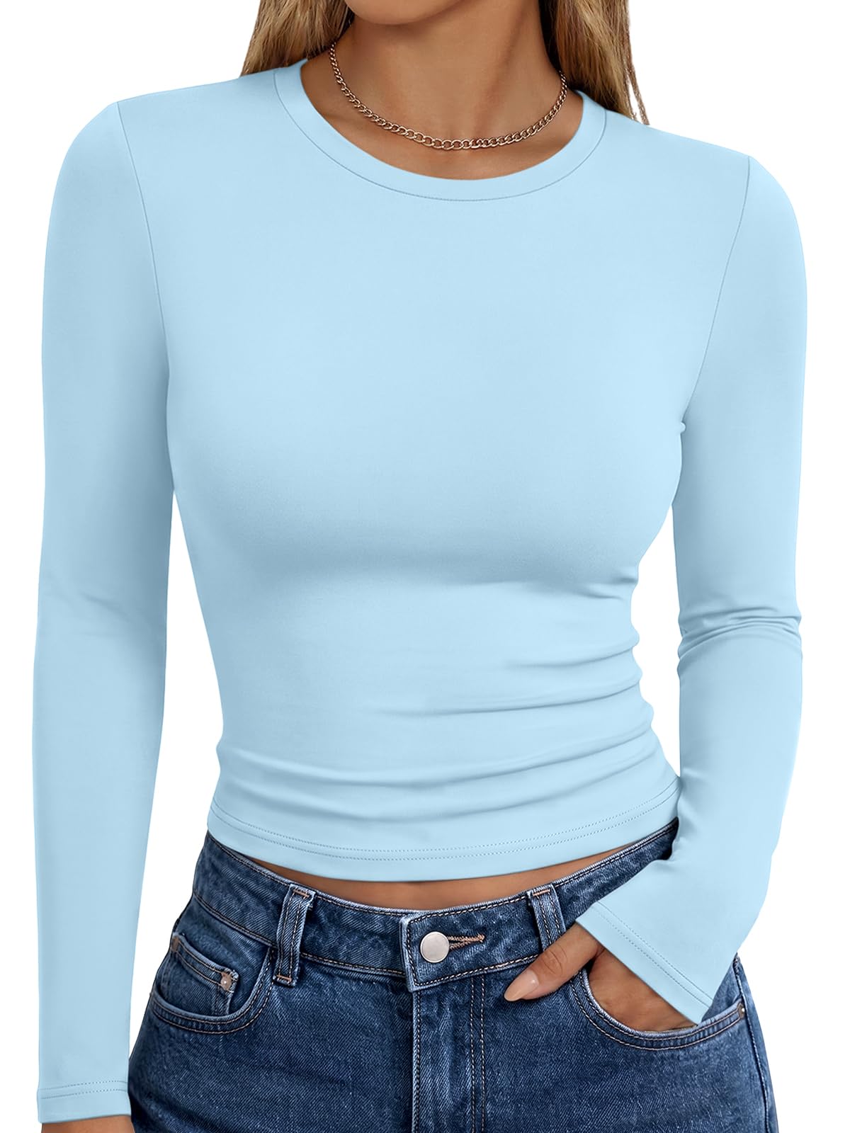 Trendy Queen Womens Long Sleeve T Shirts Fall Fashion Basic Y2K Tops 2026 Jansha Store