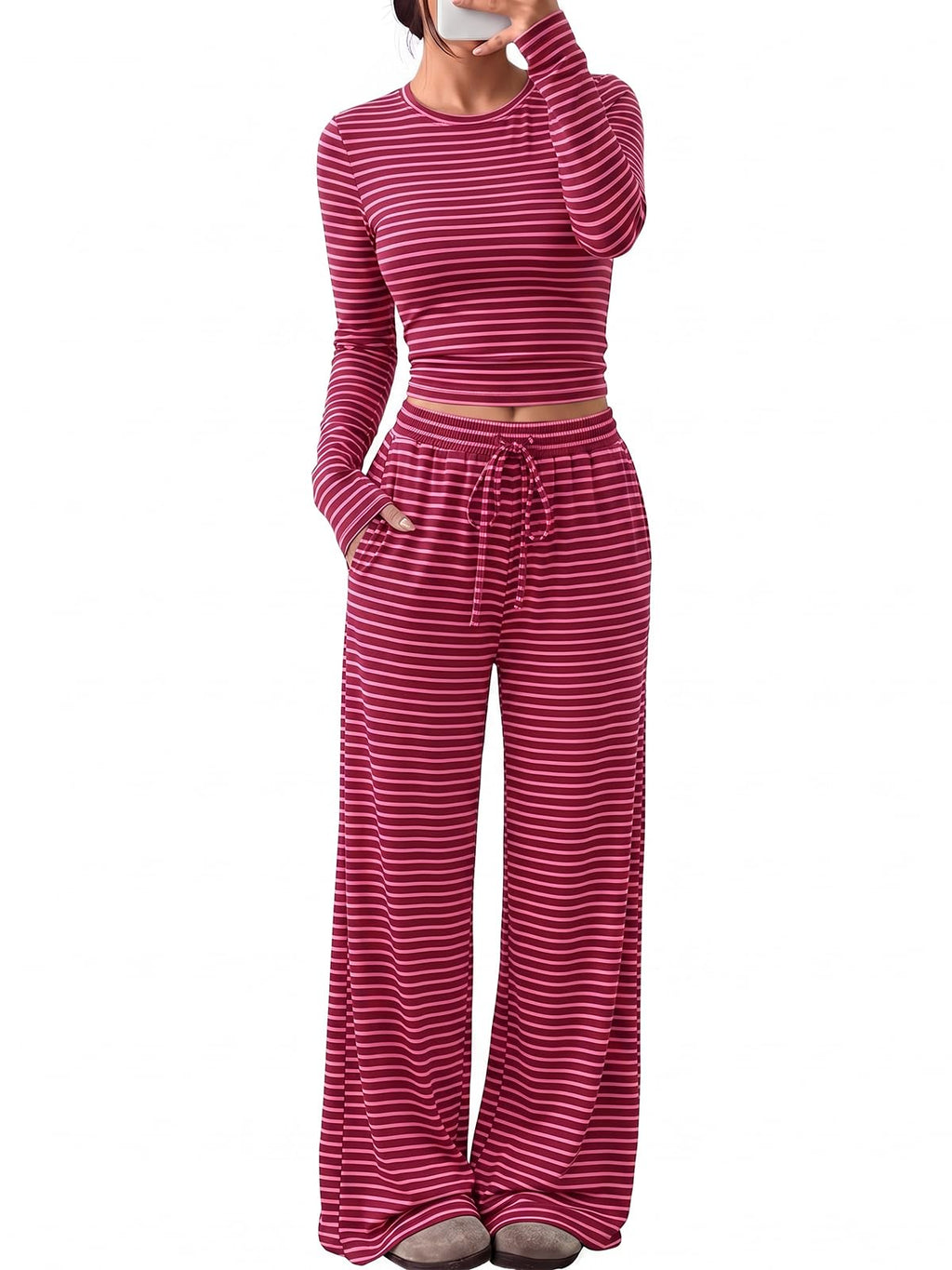 Trendy Queen Women's 2 Piece 2026 Fall Fashion Lounge Set with Pockets Jansha Store