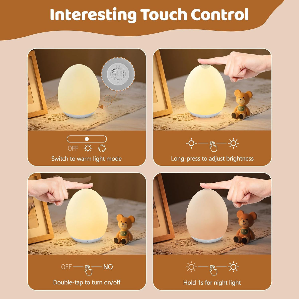 MediAcous Night Light for Kids, 7 Colors Changing Egg Light for Nursery Jansha Store