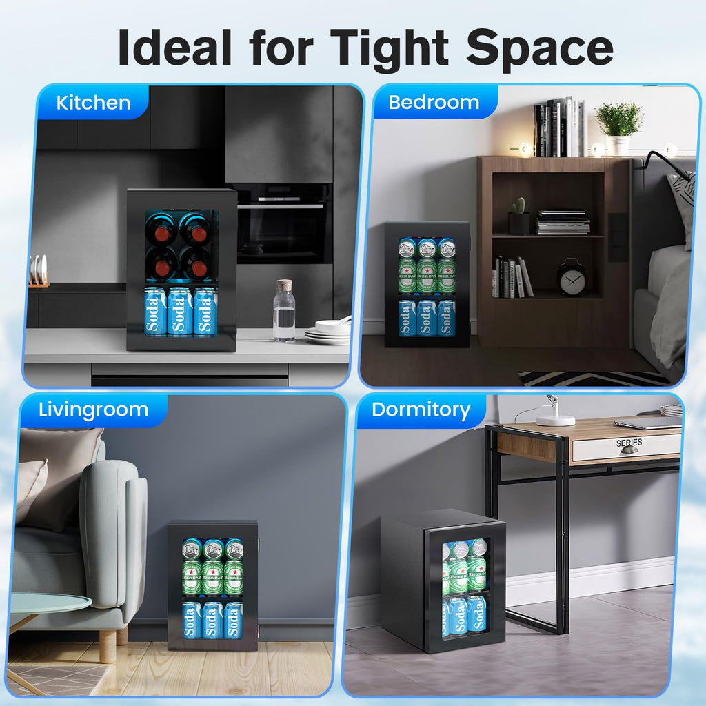 Electactic Wine Cooler 37 Bottle Freestanding Fridge with Stainless Steel Reversible Glass Door, 145 Can Beverage Refrigerator Quiet Compressor for Home Kitchen Bar, 4.5 Cu.ft Silver Jansha Store