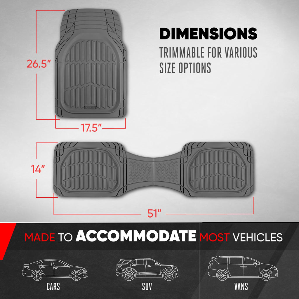 Motor Trend FlexTough Floor Mats for Cars, Black Deep Dish All-Weather Car Mats, Waterproof Trim-to Fit Automotive Floor Mats for Cars Trucks SUV, Universal Floor Liner Car Accessories Jansha Store
