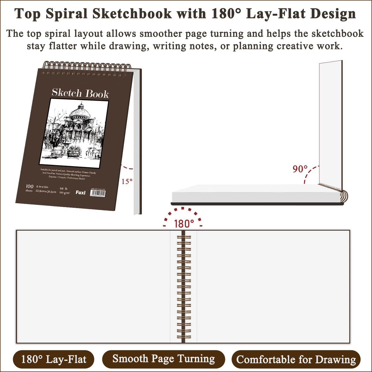 Fuxi Coloring Book & Sketchbook Set, 2-Pack, 9 x 12 in Jansha Store