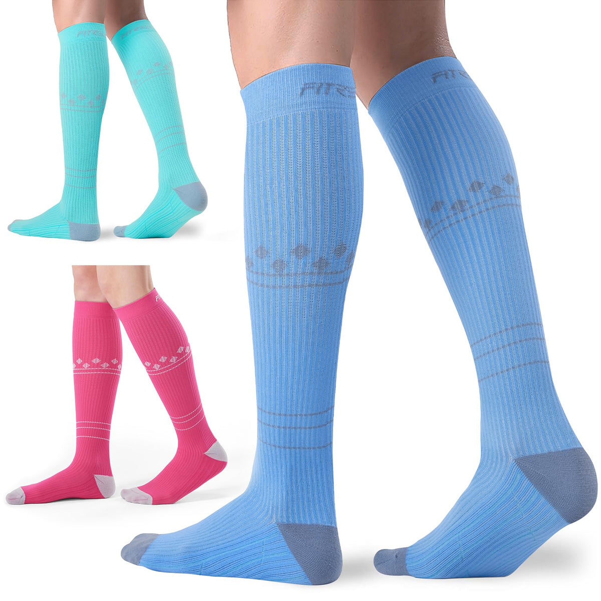 FITRELL 3 Pairs Compression Socks for Women and Men 20-30mmHg-Circulation Support Socks Jansha Store