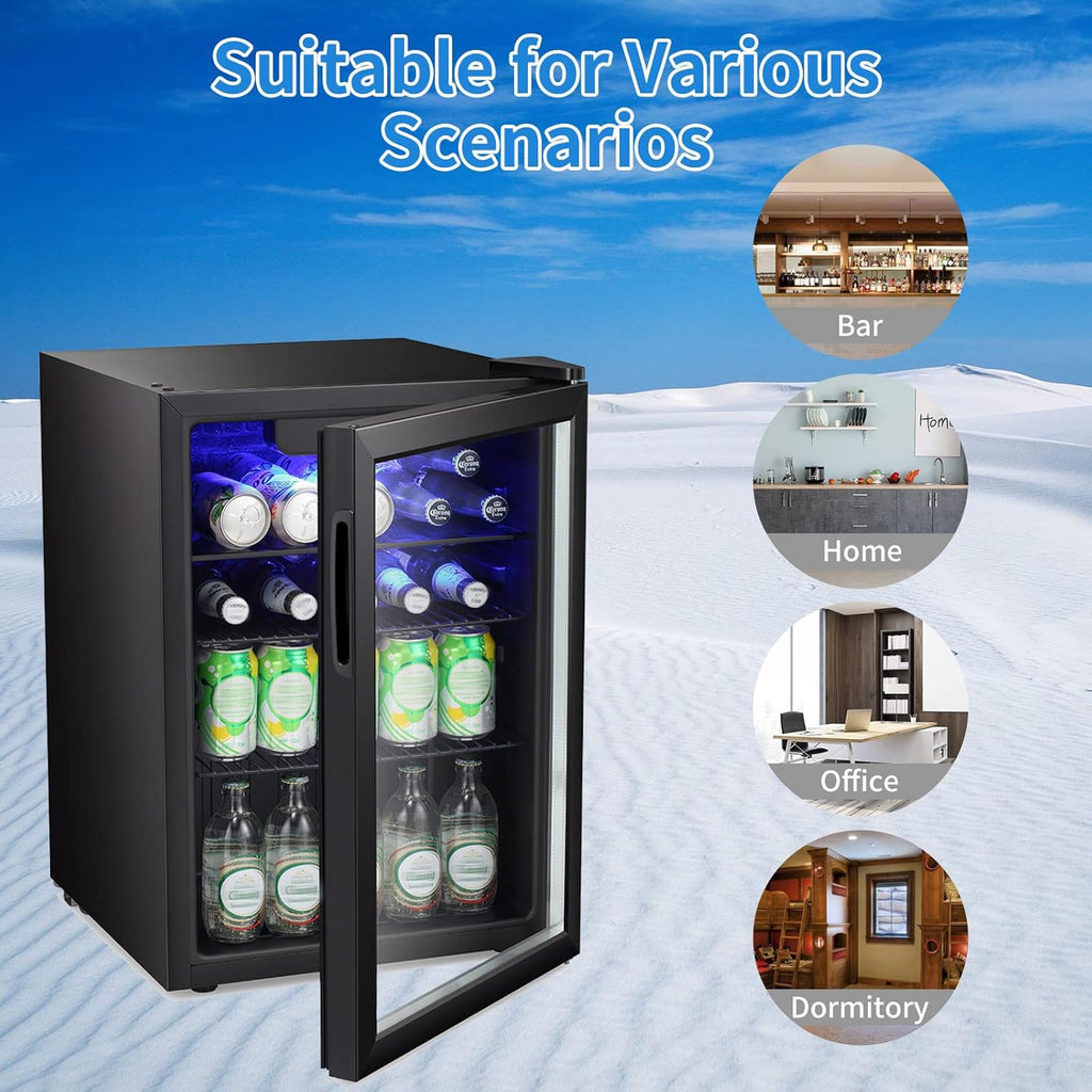Antarctic Star Beverage Refrigerator Cooler 68 Can, Mini Fridge with Glass Door for Beer Drinks Wine,Freestanding Small Fridge with Electronic Temperature Control for Home and Bar,1.7 cu.ft Jansha Store