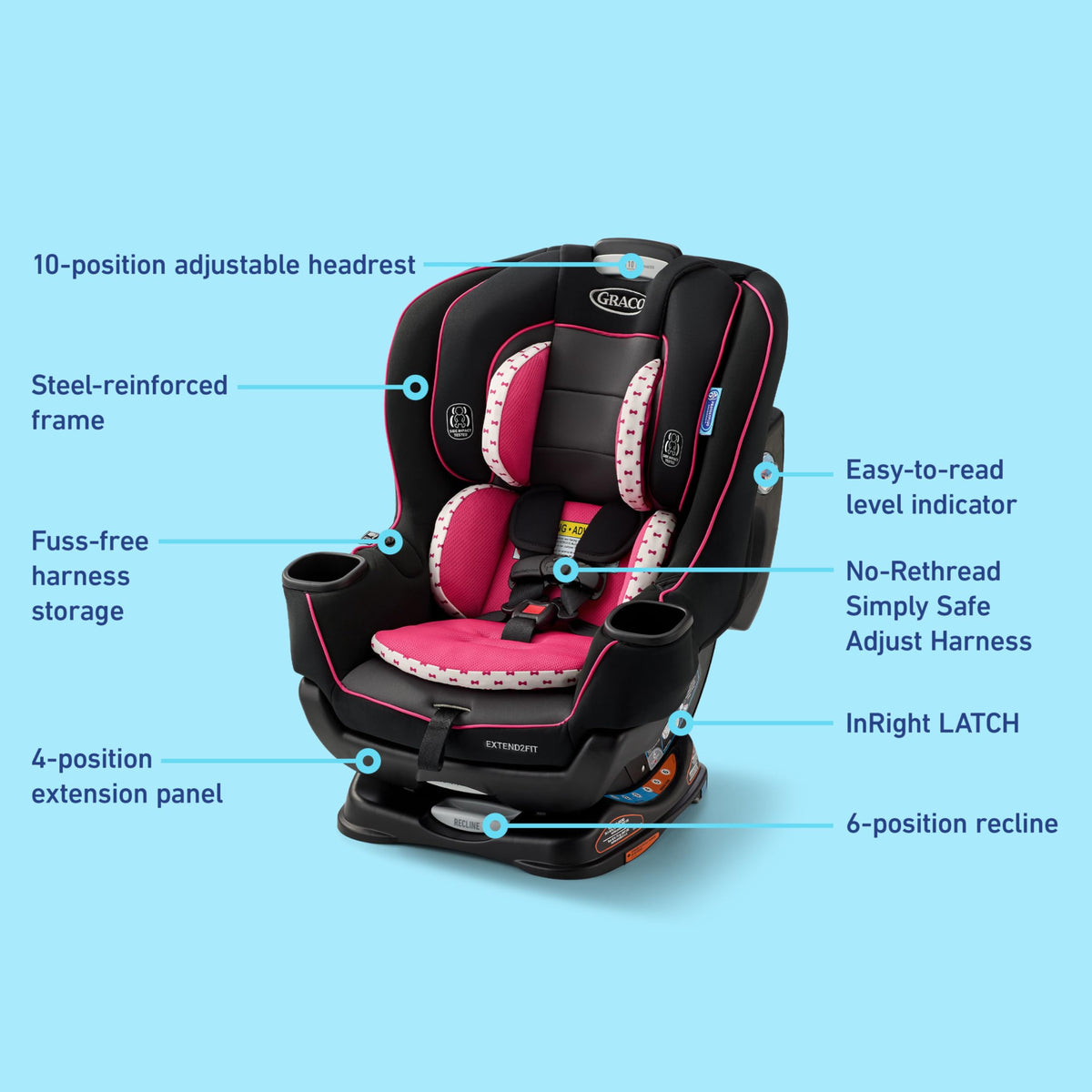 Graco Extend2Fit 2-in-1 Convertible Car Seat, Gotham Jansha Store