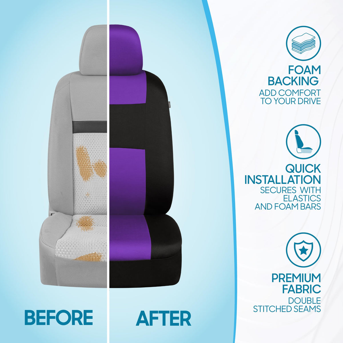 BDK PolyPro Car Seat Covers Full Set in Solid Black, Front and Rear Split Bench Seat Covers for Cars, Easy to Install Car Seats Cover Set and Accessories for Auto Trucks Van SUV - Solid Black Jansha Store