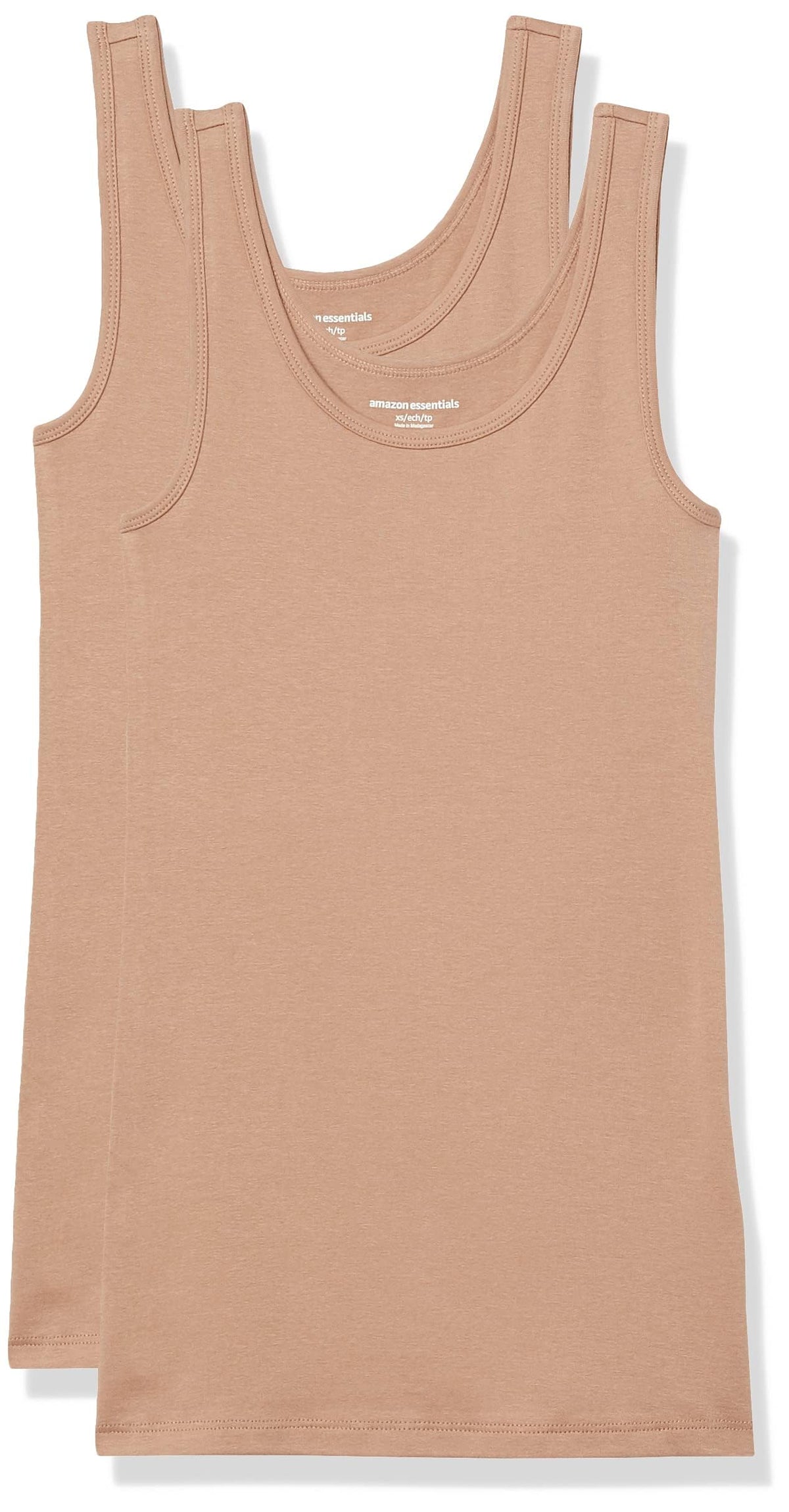 Amazon Essentials Women's Slim-Fit Ribbed Scoop Neck Tank Tops, Pack of 2 Jansha Store