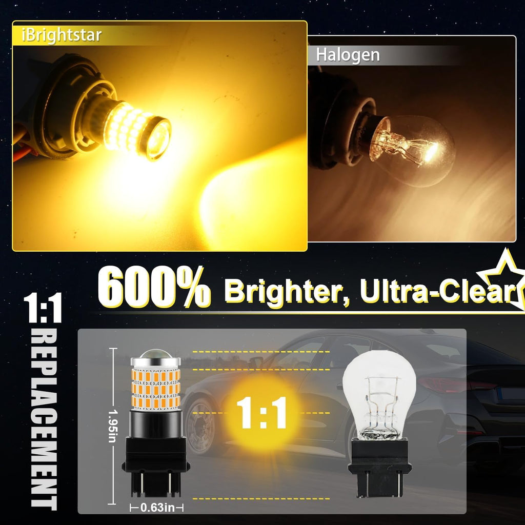 iBrightstar 3157 LED Bulb White, 4157 3156 LED Reverse Light Bulbs Super Bright for Tail Brake Lights Backup Lights Turn Signal Lights, 2 Pack Jansha Store