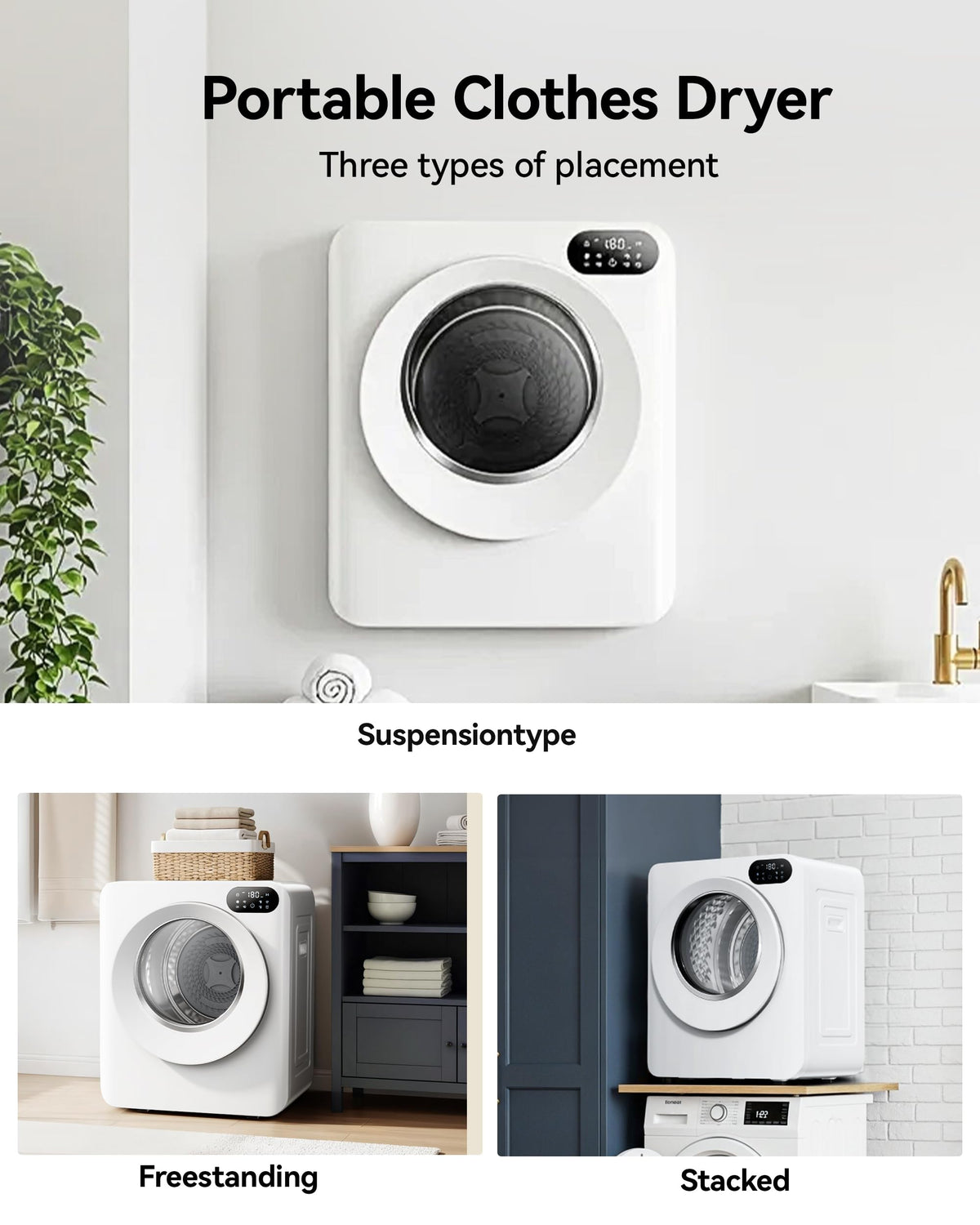 3.5 Cu. Ft. Protable Clothes Dryers with LED Control Jansha Store