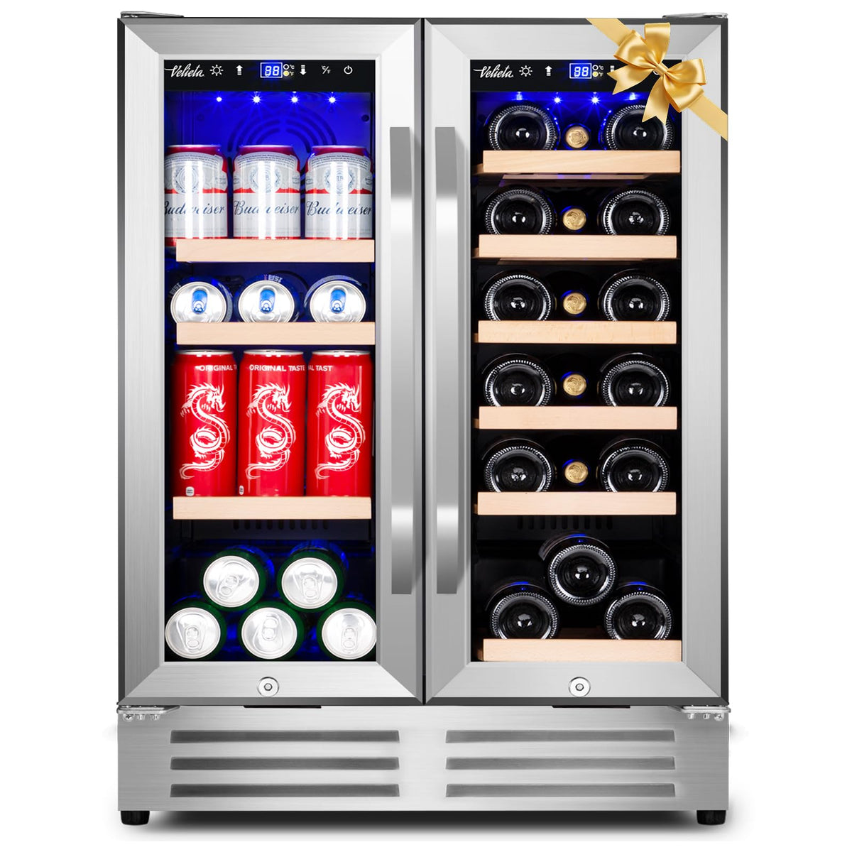 24 Inch Upgraded Dual Zone Wine and Beverage Refrigerator Cooler Jansha Store