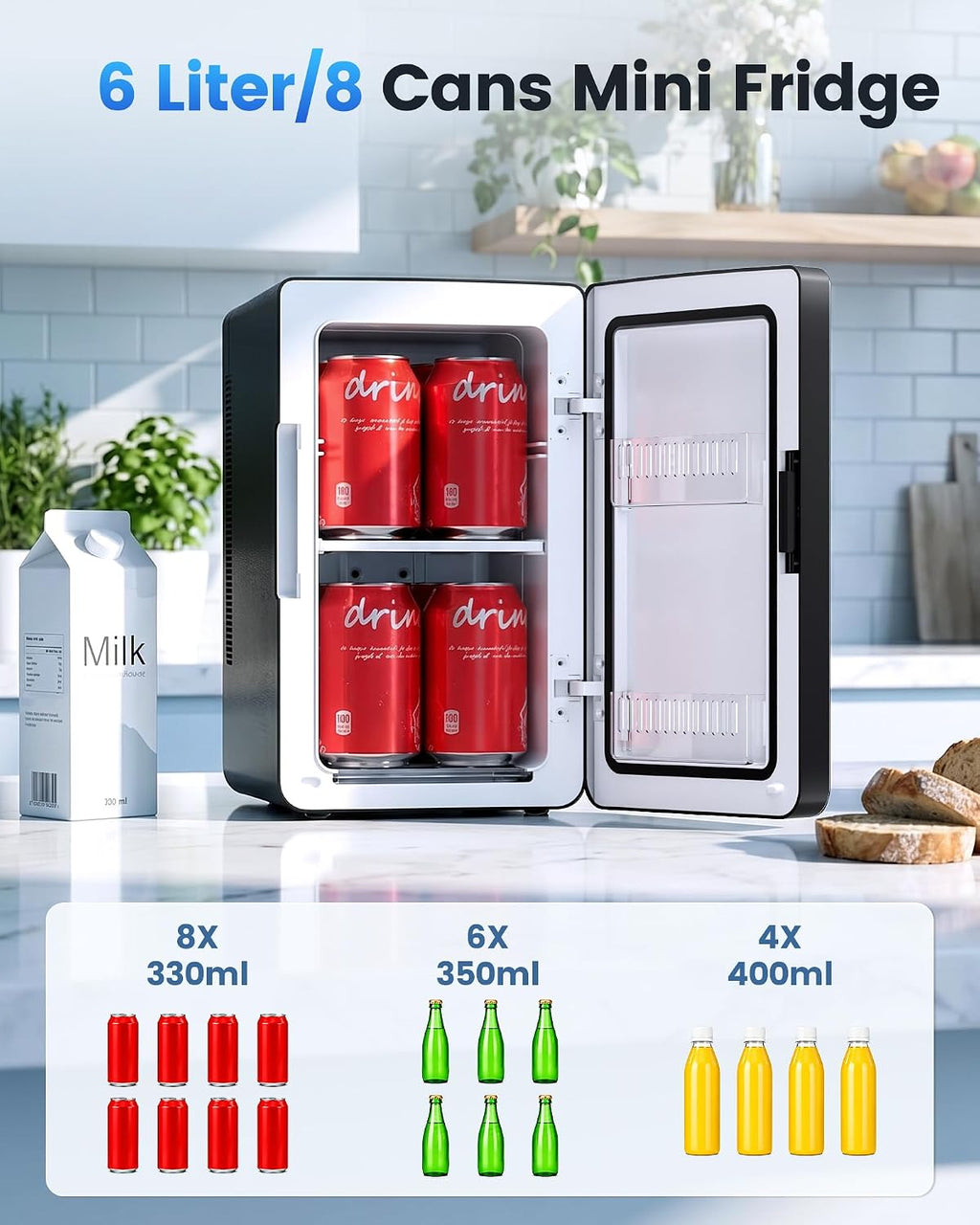 Electactic Mini Fridge, 6L/8Can Portable Small Refrigerator for Bedroom Jansha Store