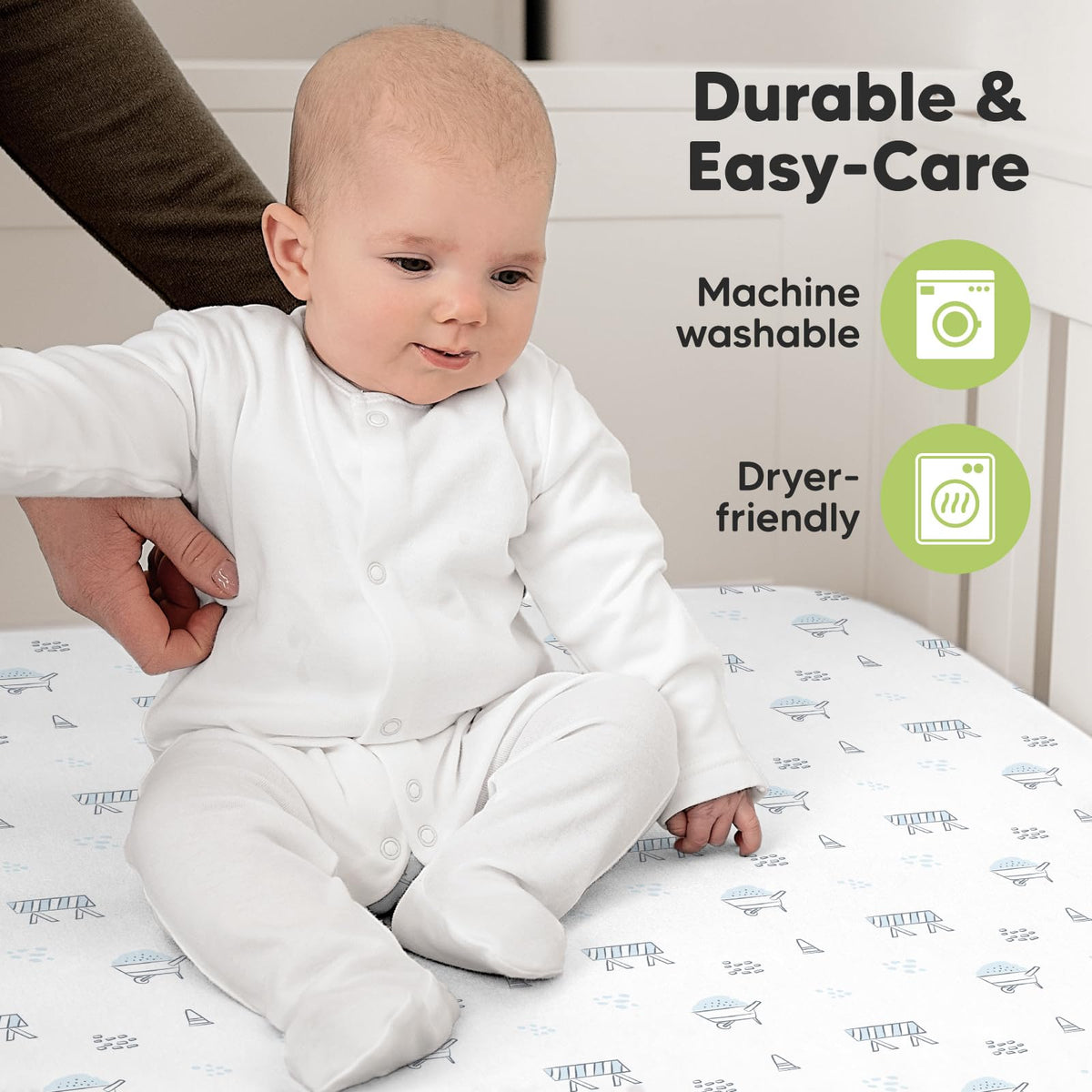 KeaBabies 2pk Organic Cotton Crib Sheets for Boys Girls 52x28, Soft White Jansha Store