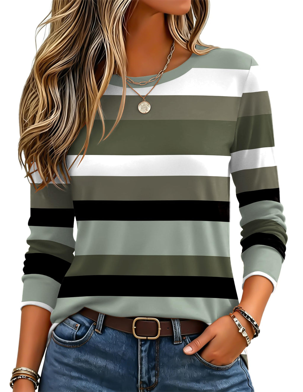 Zeagoo Women's Casual Shirts Long Sleeve Tops Crewneck Tshirts Fall Clothes Jansha Store