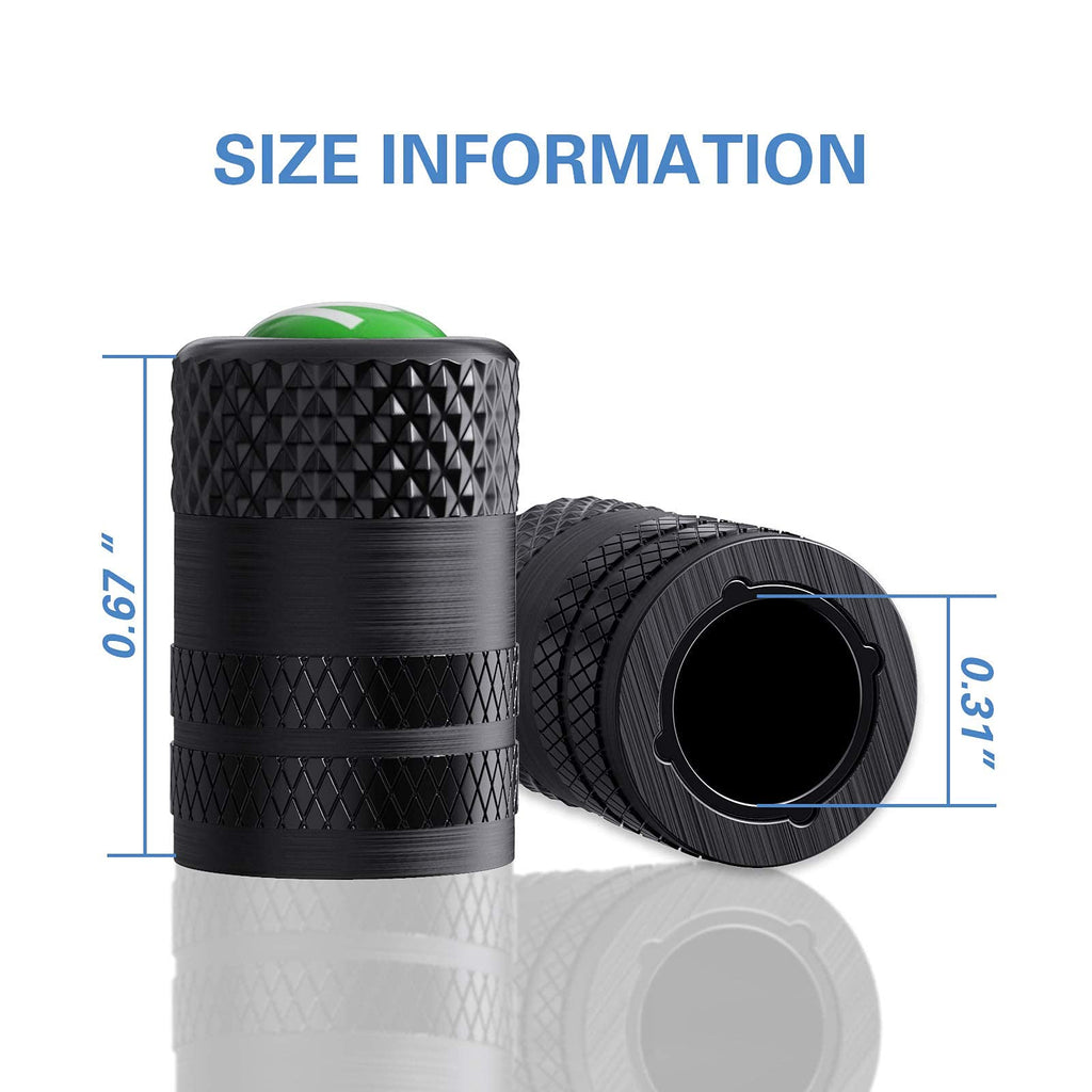 CKAuto Tire Valve Stem Caps, Aluminum Black, 4 pcs/Pack Jansha Store