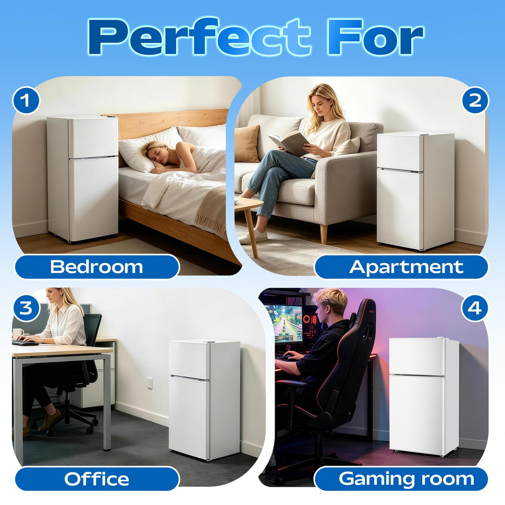 DEMULLER 2.4 Cu.Ft Small Refrigerator with Freezer Mini Fridge Removable Plastic Shelves Ideal for Apartment,Dormitory Black Jansha Store