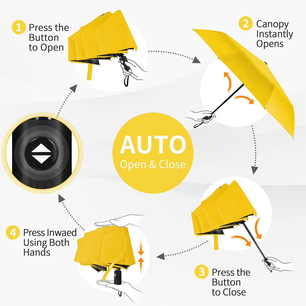Seniny Windproof Travel Umbrella, Automatic Umbrellas for Rain, Portable & Compact Umbrellas for Backpack, Strong UV for Protection, Folding Small Sun Umbrella for Car, Walking Jansha Store