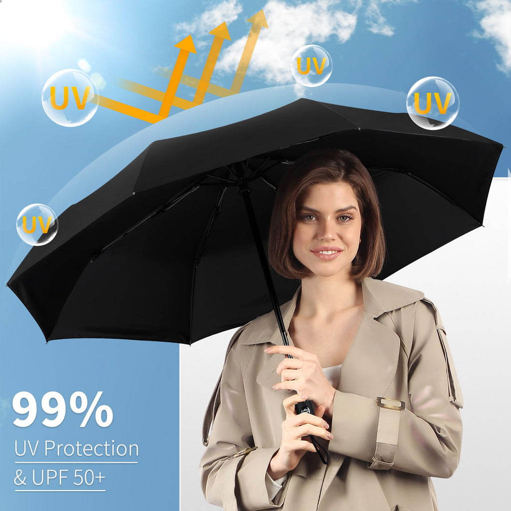 Seniny Windproof Travel Umbrella, Automatic Umbrellas for Rain, Portable & Compact Umbrellas for Backpack, Strong UV for Protection, Folding Small Sun Umbrella for Car, Walking Jansha Store