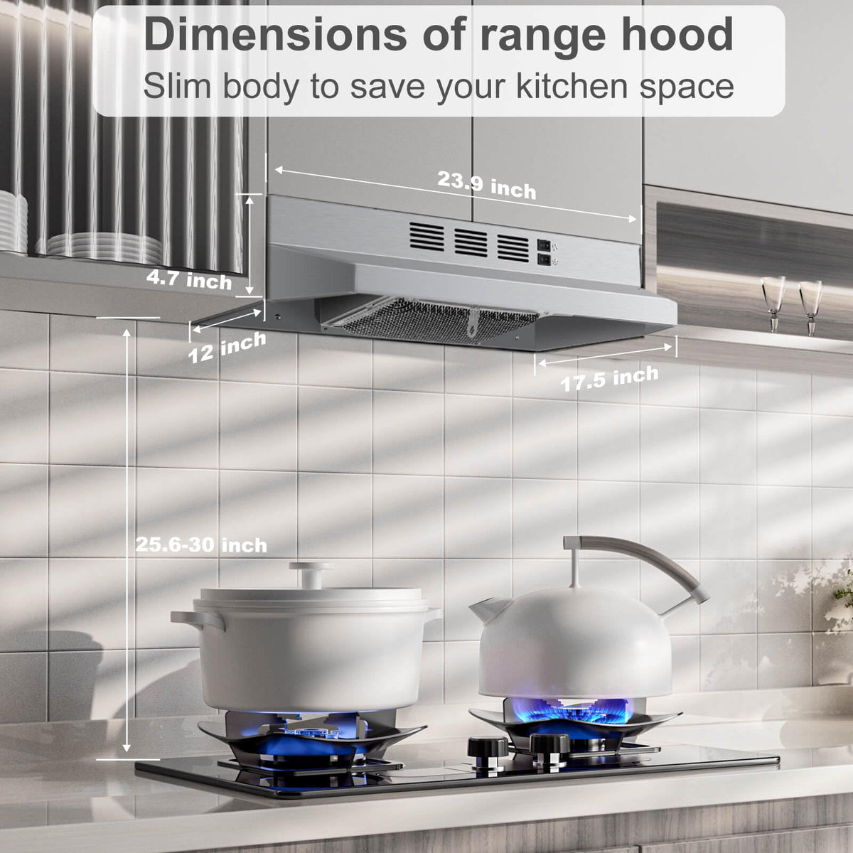 SNDOAS Black Range Hood 36 inch,Ductless Under Cabinet Range Hood Included Carbon Sponge Filter,Ducted Optional,Kitchen Hood 36 inch with 2 Vents,2 Speeds,Hard Wired Stove Vent Jansha Store