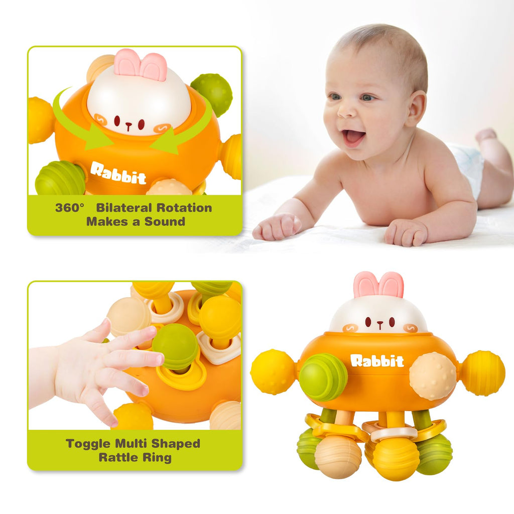 Baby Montessori Sensory Teething Toy 0-6 6-12 Months, Teether Ball & Rattle Jansha Store