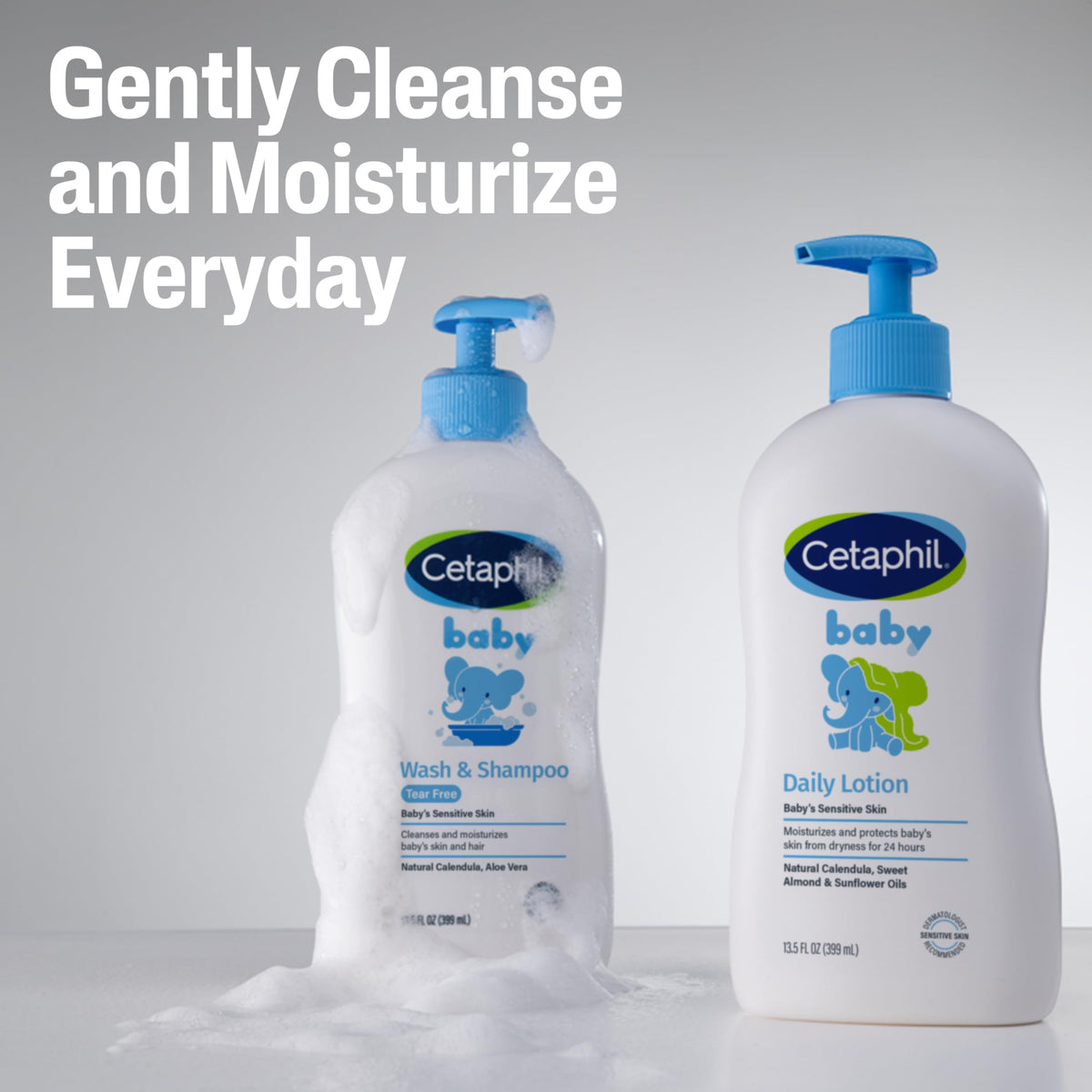 Cetaphil Baby Wash & Shampoo + Lotion, Sensitive Skin, 13.5oz, 2ct Jansha Store