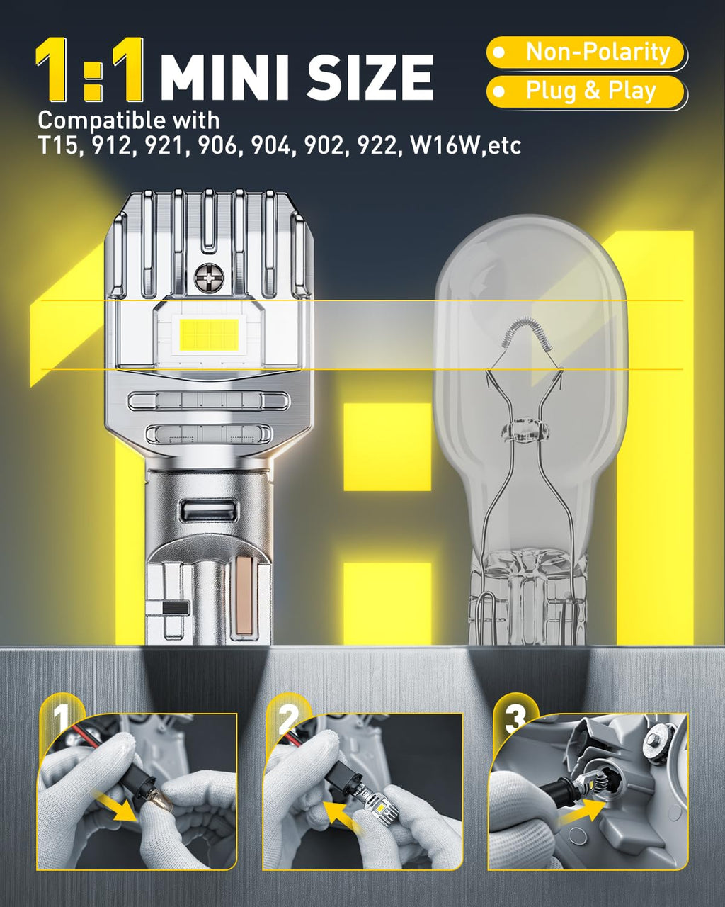 AUXITO 194 LED Bulbs for License Plate Light 168 175 2825 W5W T10 24-SMD 3014 Chipsets 6000K White for Car Dome Door Map Dash Courtesy Cargo License Plate Lights, Pack of 2 Jansha Store