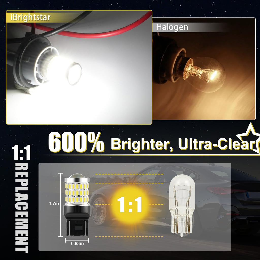 iBrightstar 3157 LED Bulb White, 4157 3156 LED Reverse Light Bulbs Super Bright for Tail Brake Lights Backup Lights Turn Signal Lights, 2 Pack Jansha Store