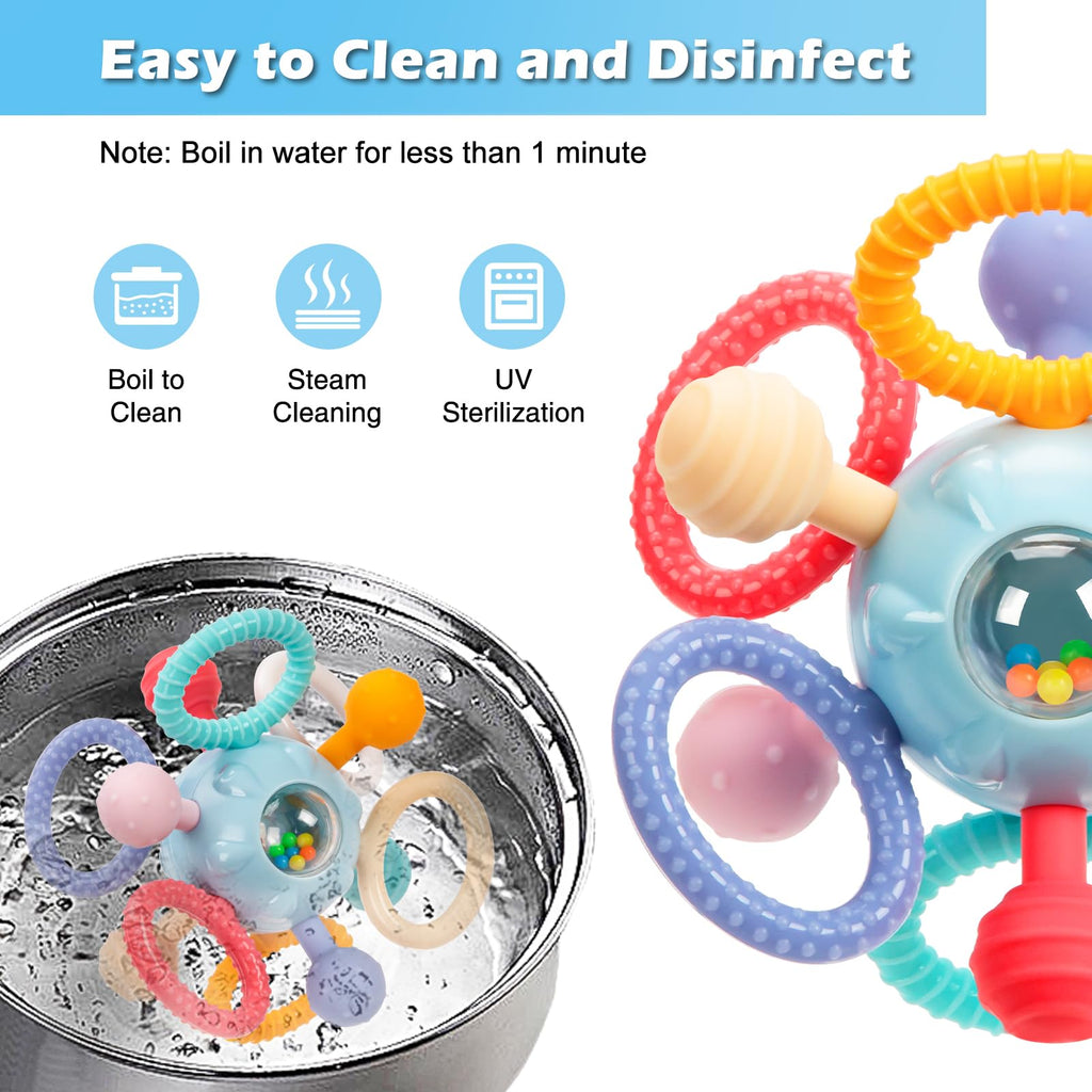 Baby Montessori Sensory Teething Toy 0-6 6-12 Months, Teether Ball & Rattle Jansha Store