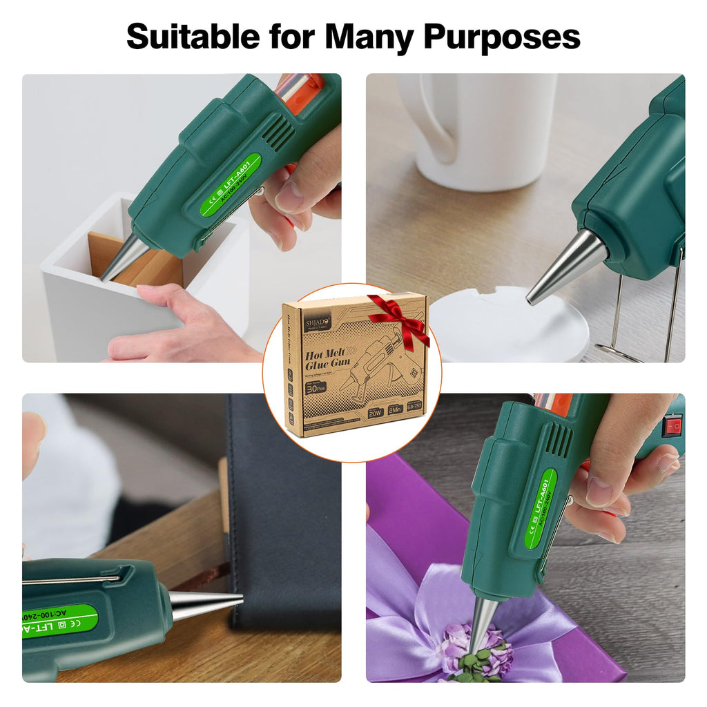 SHJADE Hot Glue Gun with 30 Glue Sticks, 20W Mini Hot Melt Gun Kit(White) Jansha Store