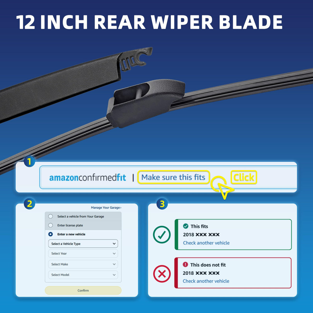 5 PLUS RearQuiet 12 Inch Rear Wiper Blade,OEM Replacement Rear Window Wiper Jansha Store