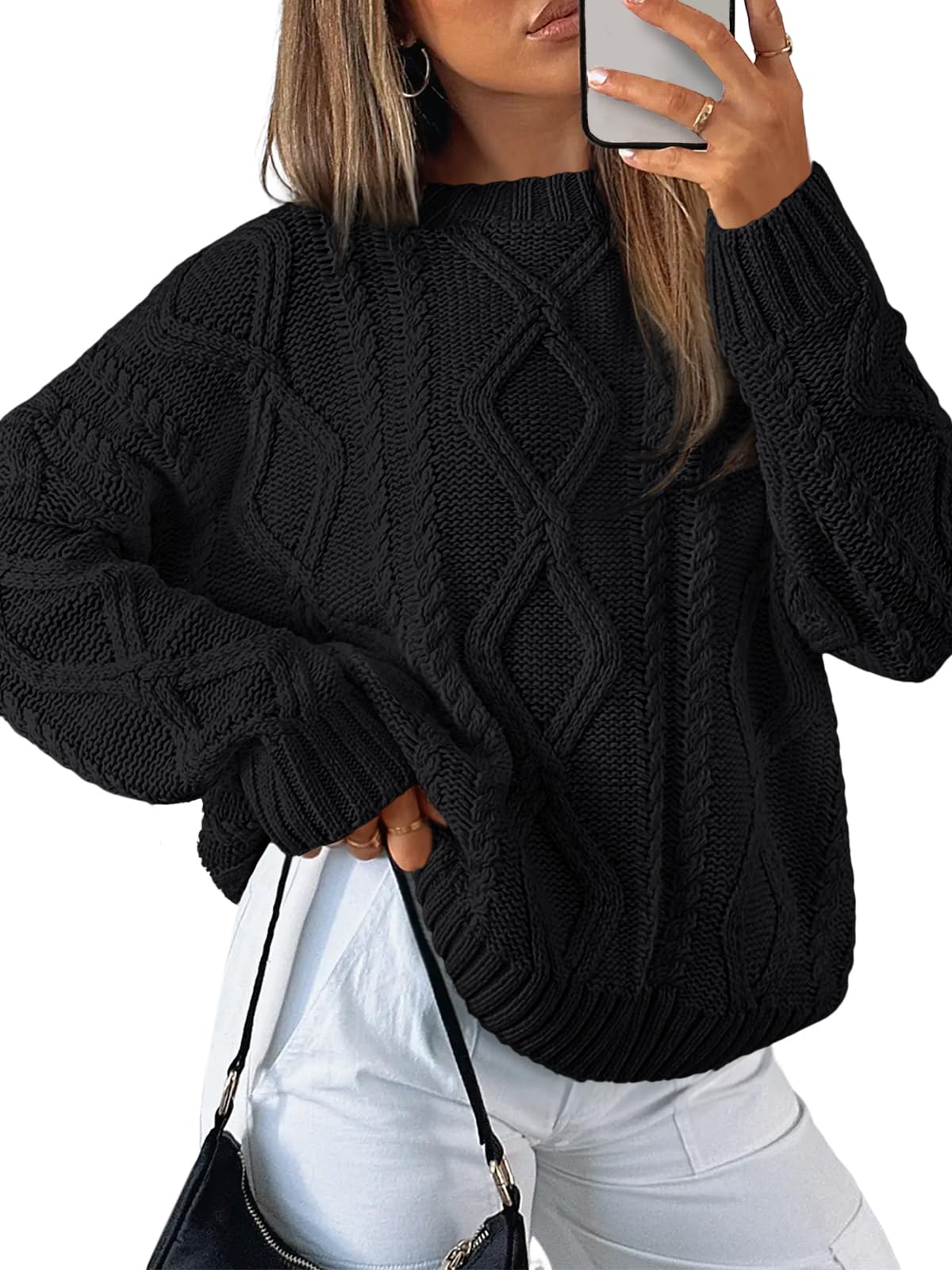 Trendy Queen Women's Oversized Cable Knit Sweaters 2026 Fall Outfits Jansha Store
