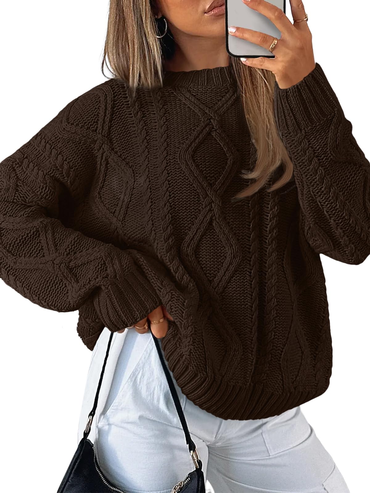 Trendy Queen Women's Oversized Cable Knit Sweaters 2026 Fall Outfits Jansha Store