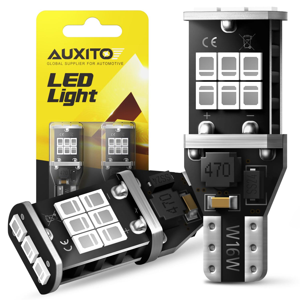 AUXITO 912 921 LED Bulb for Backup Light Reverse Lights High Power 2835 15-SMD Chipsets Error Free T15 906 922 W16W Bulbs, 6000K White, Automotive Light Bulbs (Upgraded, Pack of 2) Jansha Store