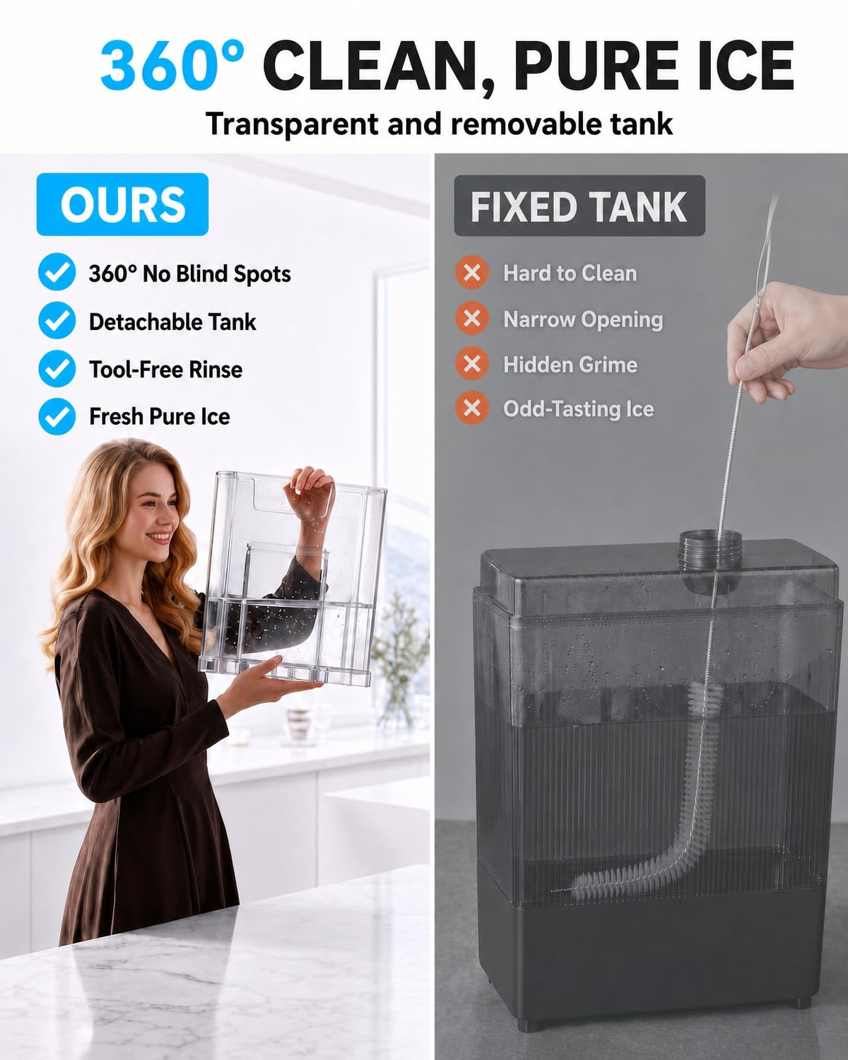 Silonn Nugget Ice Maker, Smart Countertop Ice Machine with APP & Voice Control, Self-Cleaning, 44lbs/24H Soft Chewable Sonic Ice, 3L Tank, for Home Kitchen & Party Jansha Store