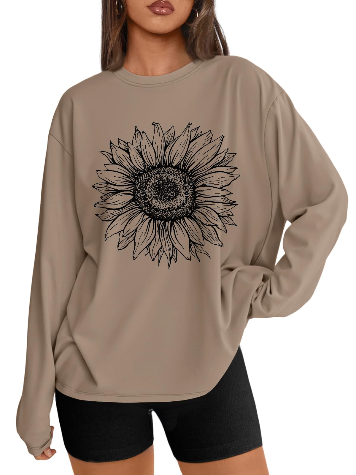 Trendy Queen Womens Oversized Long Sleeve Shirts Fall Tops 2026 Basic Tees Jansha Store