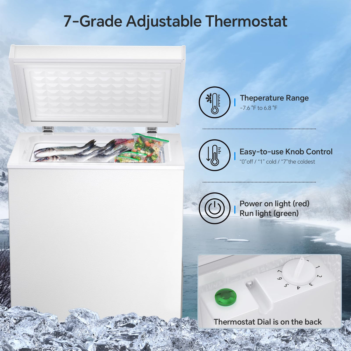 Kismile 1.8 Cu.Ft Mini Chest Freezer, Compact Deep Freezer for Home, Black Jansha Store