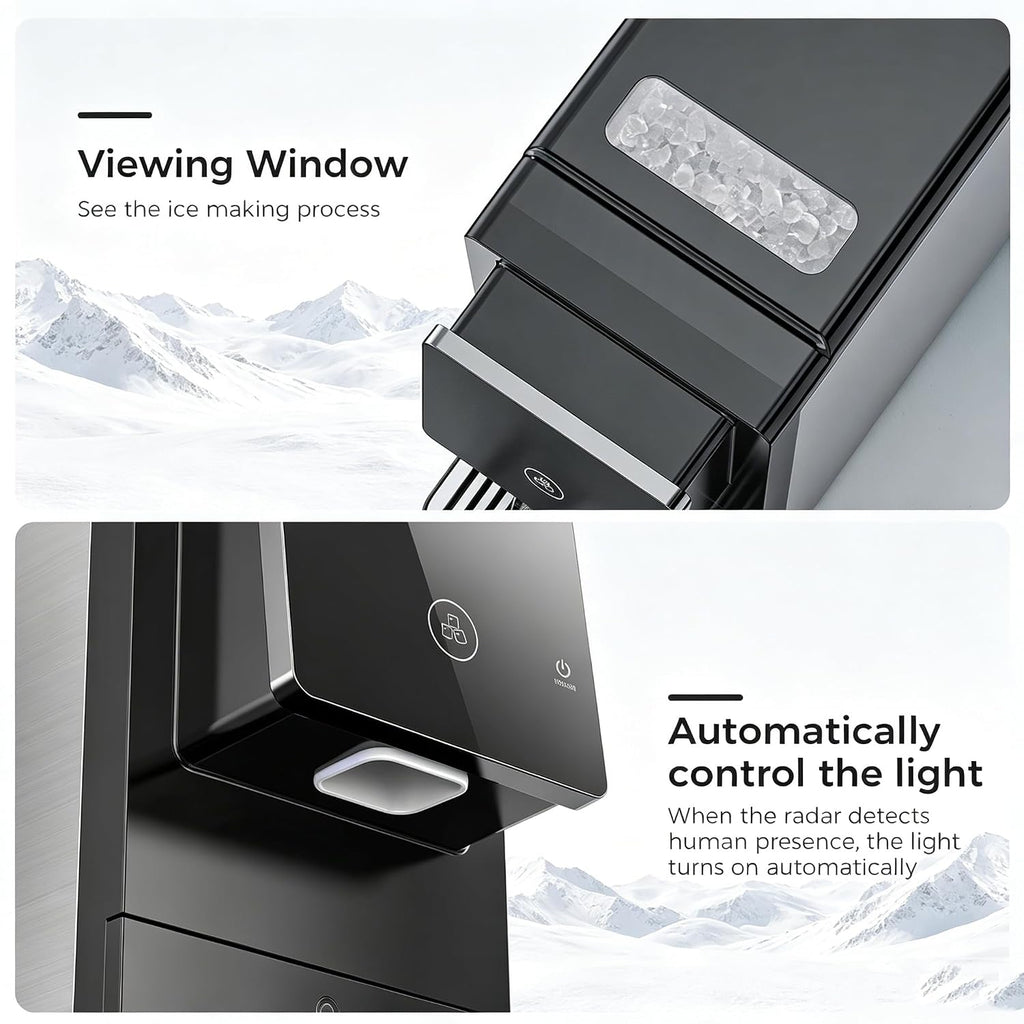 COWSAR Nugget Countertop Ice Maker, Automatic Ice Dispenser, 33 lbs/Day Chewable Pellet Ice Machine with Self-Cleaning & Measured Dispensing, Portable Ice Maker for Home, Kitchen, Office Jansha Store